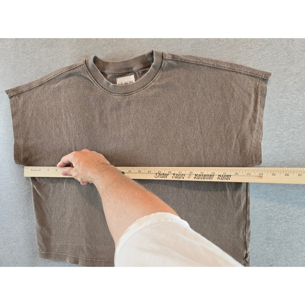 Le Bon Shoppe Jeanne Tee Women M/L Brown Boxy Cotton Short Sleeve T-Shirt - Picture 9 of 10